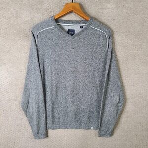 True Measure‎ Sweater Mens Medium Gray V Neck Pullover 100% Cotton Casual Soft